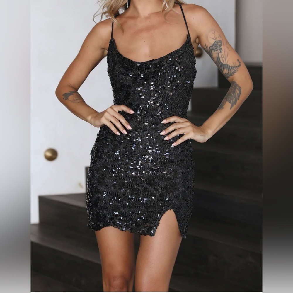 HELLO MOLLY Fiercely Desire Sequin Mini Dress Black